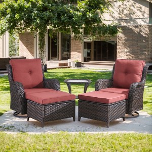 Gymojoy Outdoor Swivel Chair with Ottoman High Back Glider Chair with Soft Cushion - 1 of 4