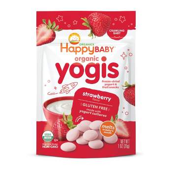 HappyBaby Organic Yogis Strawberry Freeze-Dried Yogurt & Fruit Baby Snacks - 1oz