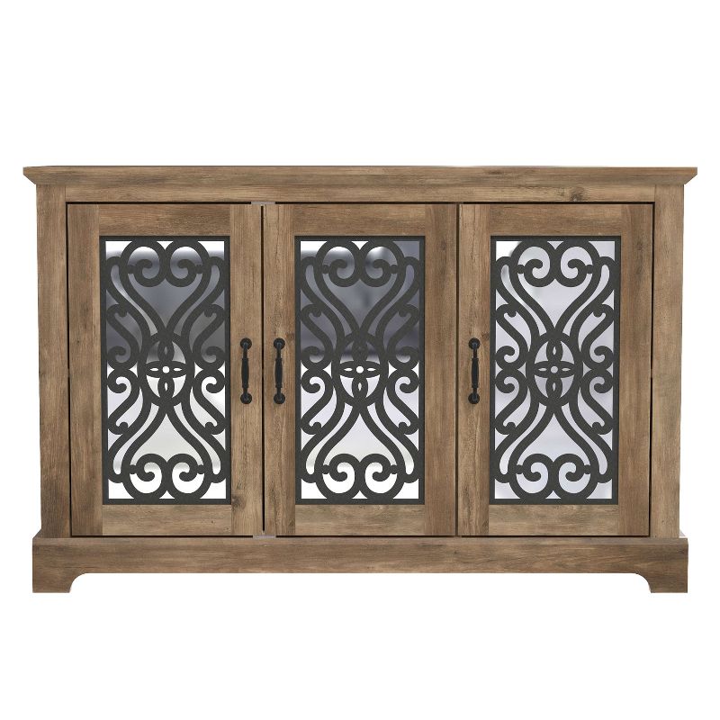 Galano Calidia Wood 45.7in. 3 Door Sideboard with Adjustable Shelves in Knott Oak, Dusty Grey Oak, 3 of 16