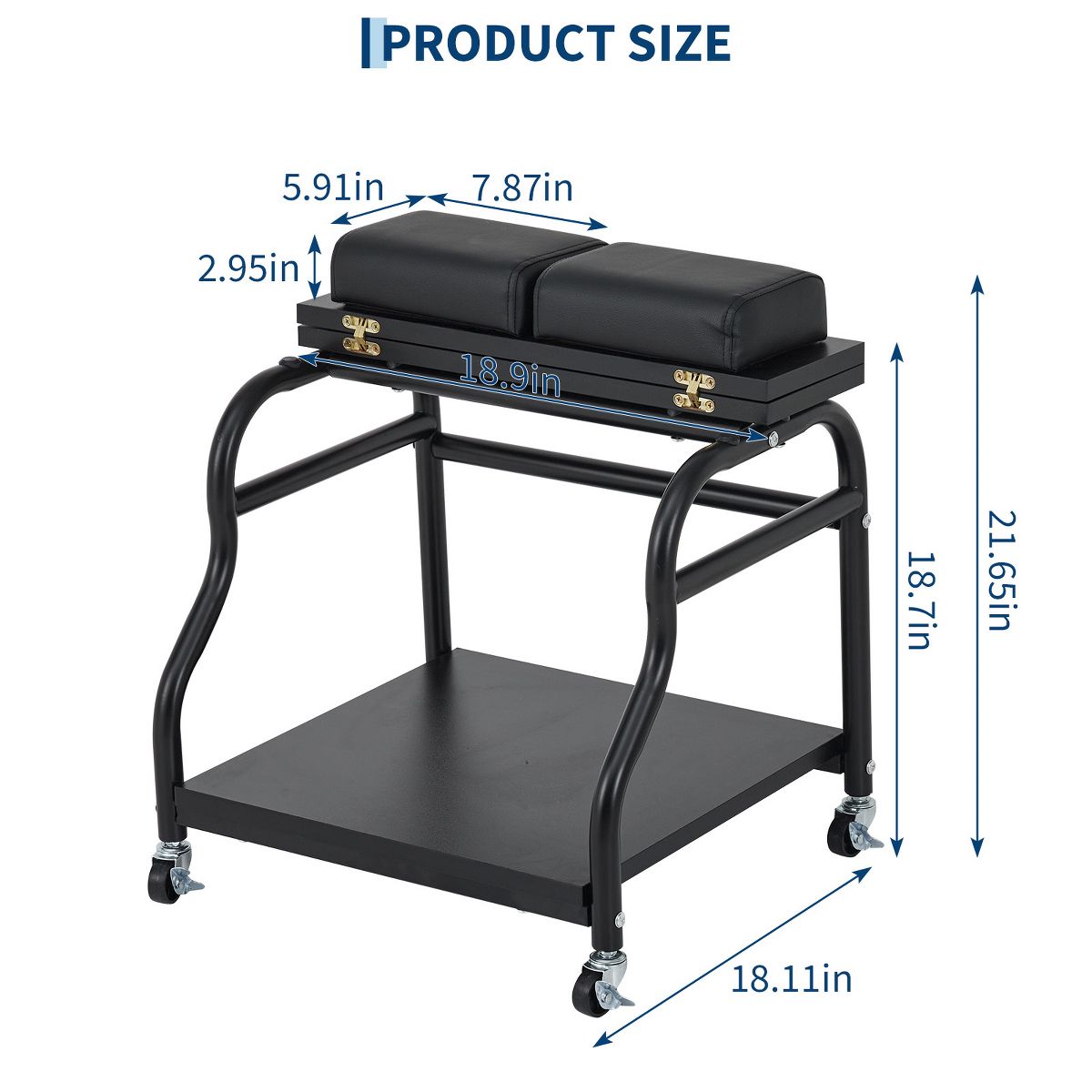 Pedicure Cart with Wheels & Leg Pads Salon Trolley, Rolling Foot Care Station with Rubber Casters & Foam Footrest for Spa & Home Use - thumbnail 6