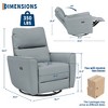 Power Recliner Chair Swivel Rockery Glider PU Leather Upholstered Glider Recliner Nursery Chair with USB Port and Lumbar Support for Living Room - 4 of 4