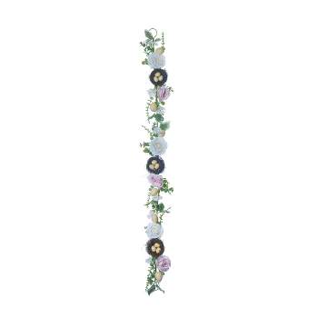 Transpac Synthetic Fabric 72 in. Multicolor Easter Floral Garland with Egg Nests