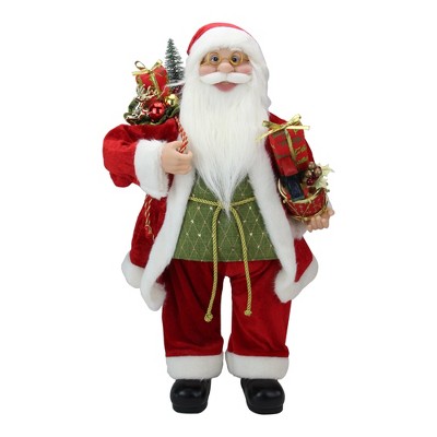 Northlight 24" Red and White Santa Claus Christmas Figurine with Presents and Drum