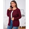 Womens Plus Size Cardigan Sweaters Crew Neck Button Down Open Front Long Sleeve Pleated Hem Casual Fall Knit Cardigan Coat - 3 of 4