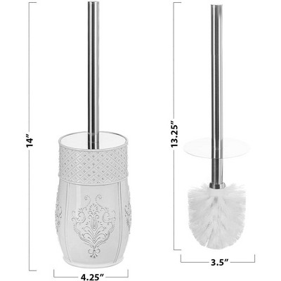 Vintage White Ceramic Toilet Brush Holder Set