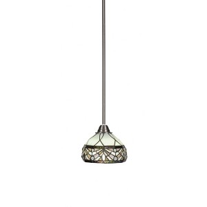 Toltec Lighting Paramount 1 - Light Pendant in  Brushed Nickel with 7" Royal Merlot Art Glass Shade - 1 of 1