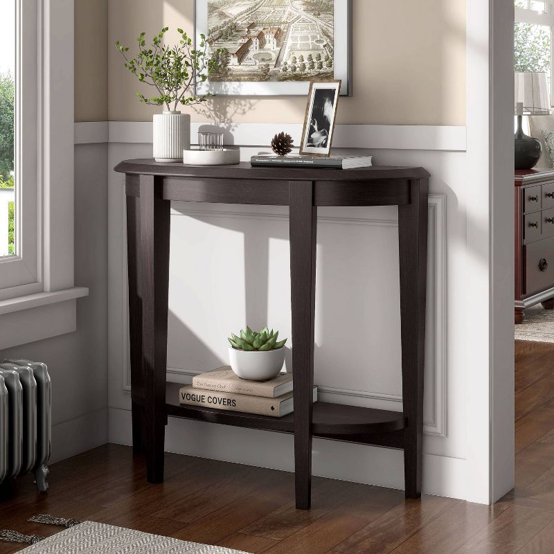24/7 Shop At Home 36 Heartrhythm Transitional Half Moon Console Table with Shelf", 2 of 10