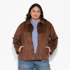 Women's Pointed Collar Faux Suede Chore Coat - Wild Fable™ Brown - 2 of 3