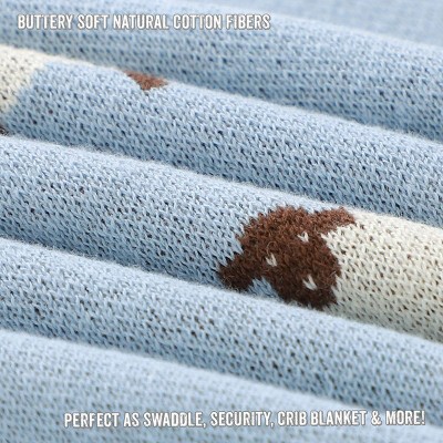 Baby Blue Cotton Knit Sheep Pattern Swaddle Blanket