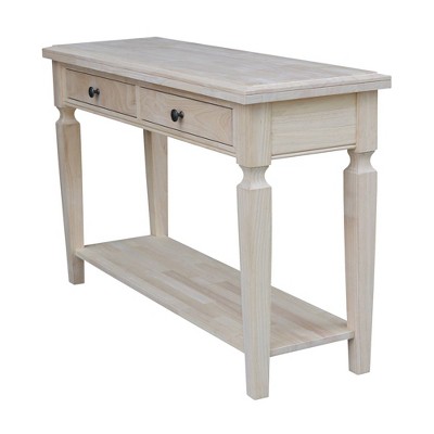 Vista 56'' Unfinished Solid Hardwood Console Table with Storage