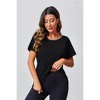 Imily Bela Women's Backless Sports T-Shirt, Fitness Casual Yoga T-Shirt, Short-Sleeve Summer Top - 2 of 4