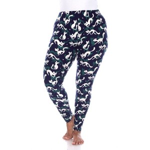 Women's Plus Size Super Soft Midi-Rise Printed Leggings - One Size Fits Most Plus - White Mark - 1 of 3