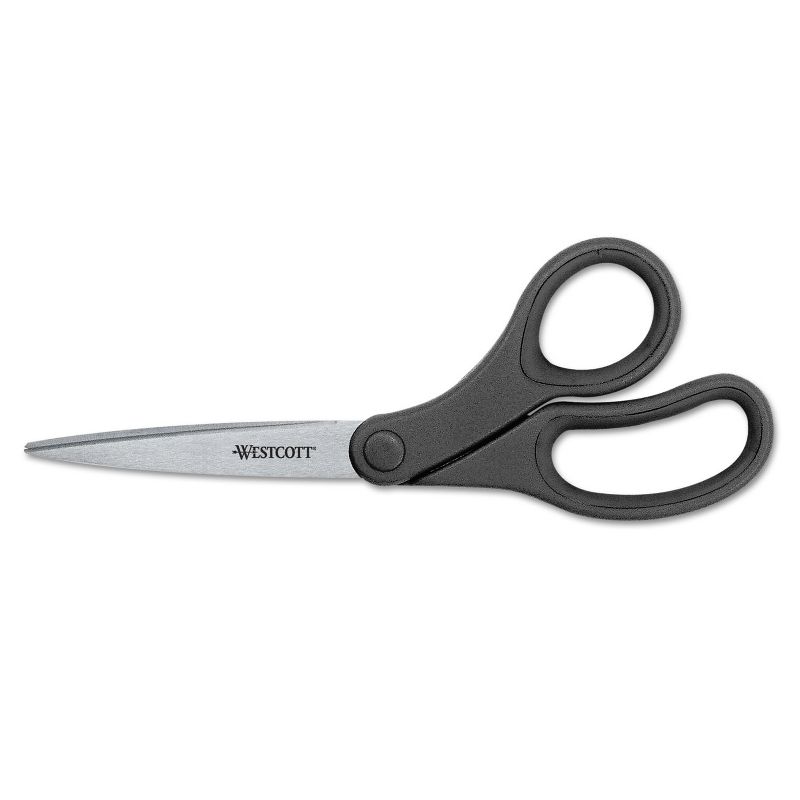 Westcott KleenEarth Basic Plastic Handle Scissors 7" Long Pointed Black 15582, 1 of 3