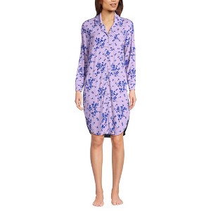 Lands' End Women's Cotton Poplin Long Sleeve Sleepshirt Nightgown - 1 of 3