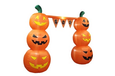 10 ft Tall Orange Inflatable Pumpkin Banner Archway with LED Lights