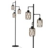 TiramisuBest 67 Inch 3 Light Tree Floor Lamp Foot Switch Cage Shades Industrial Modern Living Room Bedroom Corner, Black, 17.76"*17.76"*66.93" - 4 of 4