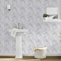 Marble Herringbone Tile Peel & Stick Wallpaper Gray - Threshold™
