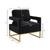 NicBex Velvet Accent Chair with Metal Base,Upholstered Living Room Chairs with High Backrest and Open Armrest,Accent Chairs for Living Room - 3 of 4