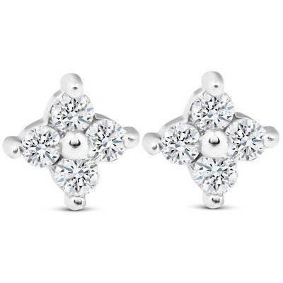 Pompeii3 1/2ct Diamond Eight-Stone Star Burst Studs 14K White Gold
