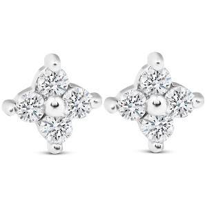 Pompeii3 1/2ct Diamond Eight-Stone Star Burst Studs 14K White Gold - 1 of 4