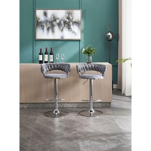 Kumasinova 30-38"H Adjustable Height Bar Stools Set of 2,Chic Swivel Counter Height Barstools with Luxury Velvet Upholstery&Chrome Legs - 1 of 4