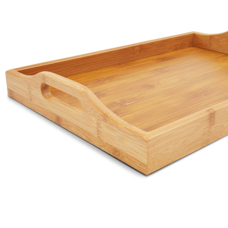 Juvale Bamboo Wood Serving Tray with Handles for Bed, Vanity, Ottoman 16 x 11 x 2 in, 5 of 7