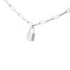 Silver 1/10 Cttw Round Diamond Lock Pendant Paperclip Chin Necklace - 2 of 4