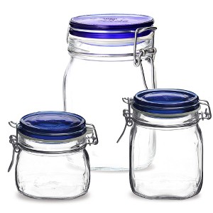 Bormioli Rocco Fido Jar with Blue Lid - 3-Piece Set - 1 of 4