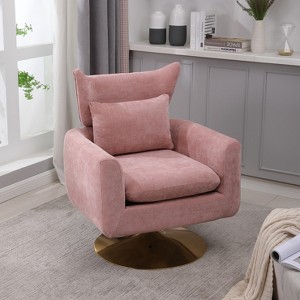 Akoasm Upholstered Fabric Velvet 360 Degree Swivel Accent Sofa Armchair For Living Room & Bedroom-Pink - 1 of 4