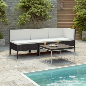 vidaXL Garden Furniture Set Black and Cream - 1 of 4