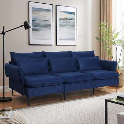 Modern 3-Seater Fabric Sofa with Solid Wood Frame and High Legs – Stylish Comfort for Home & Office