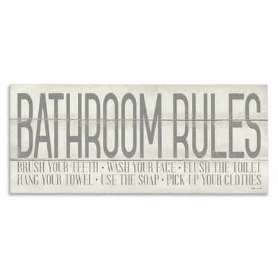 Stupell Industries Planked Style Bathroom Rules, 30" x 13"
