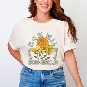Simply Sage Market Grow Wild Sun Child Colorful Garment Dyed Tee - S - Ivory - 1 of 4