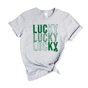 Simply Sage Market Women's Lucky Stacked Distressed Short Sleeve Graphic Tee - 1 of 3