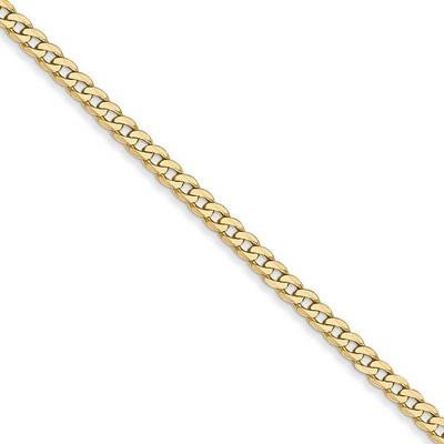 Black Bow Jewelry 2.2mm 14k Yellow Gold Beveled Solid Curb Chain Necklace
