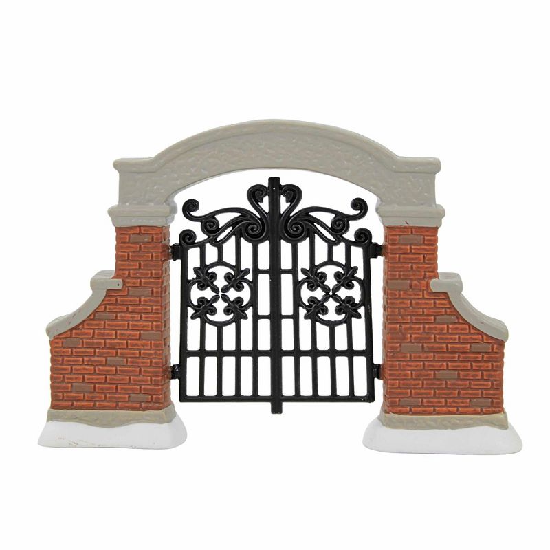 Enesco 3.75 In Zoological Garden's Gate Red Brick Iron Gate Village Accessories, 3 of 4