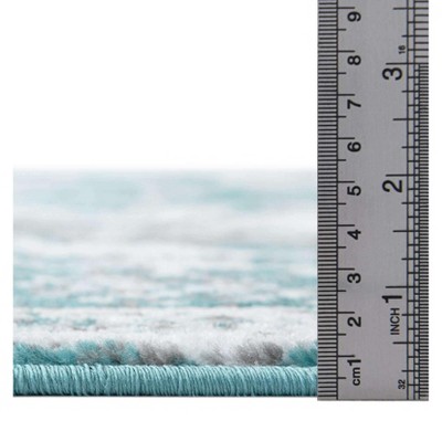 Turquoise and Light Blue Rectangular Synthetic Area Rug