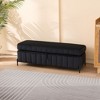 NicBex Elegant Velvet Ottoman Bench with Lattice Sides & Metal Legs,Upholstered Storage Ottoman for Bedroom,Entrance - 3 of 4