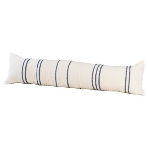 Slickblue Ribbons Lumbar Pillow with Insert, Hand-Spun Cotton Woven Cover, 12 x 48 Inch Rectangle, Navy and White - 1 of 4
