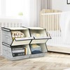 Costway Large Stackable Bins Cubes W/Lids Storage Organizers W/Linen&Oxford Fabric 4Sets - 3 of 4