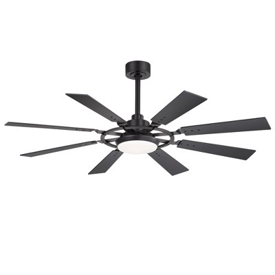 Airsurfer 52" Modern Ceiling Fan with 22W Dimmable LED Light, 8 Plywood Blades, Matte Black Finish & Reversible Quiet Motor