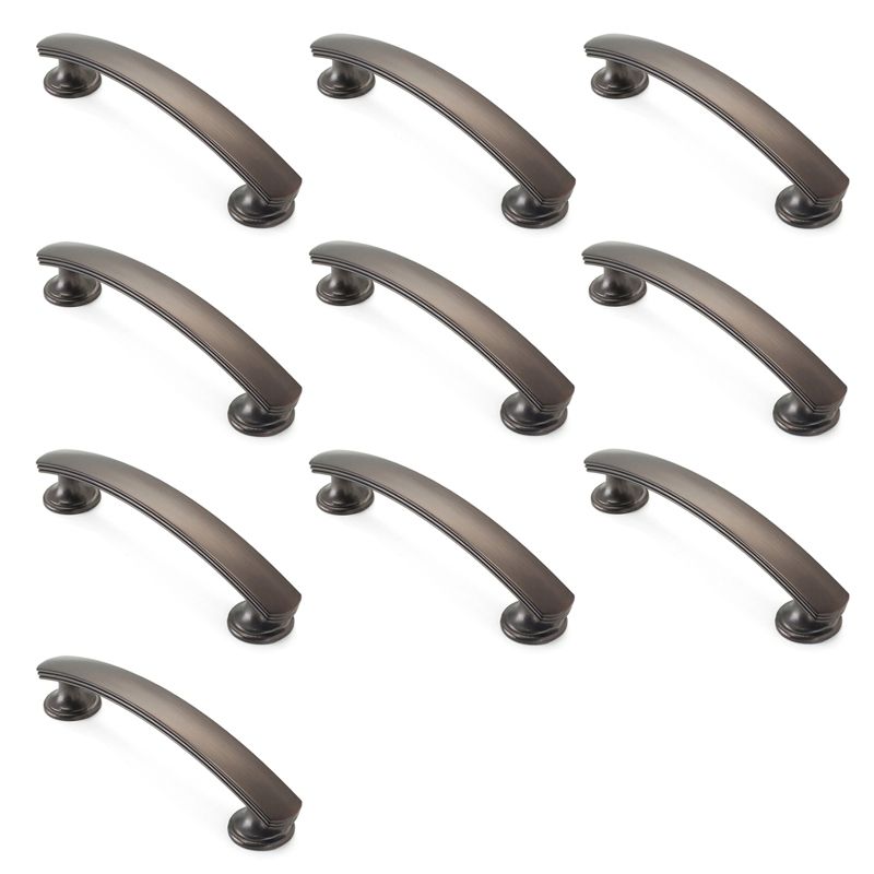 Cauldham Solid Kitchen Cabinet Arch Pulls Handles (3-3/4" Hole Centers) - Curved Drawer/Door Hardware - Style T750 - Oil Rubbed Bronze, 3 of 6