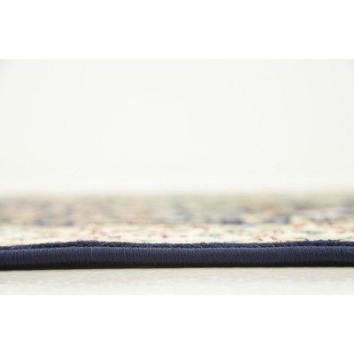 Navy Blue Rectangular Synthetic Stain-Resistant Area Rug