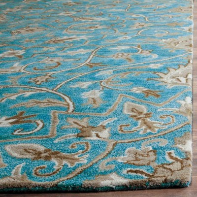 Hand-Tufted Bella Blue/Taupe Wool Area Rug, 8' x 10'