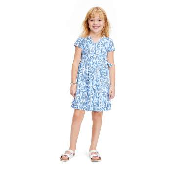 Kids' Short Sleeve Sea Twig Blue Faux Wrap Dress - DVF for Target