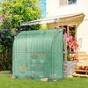 Costway 7'x 3.5'x 7' Lean-to Greenhouse Portable Wall House with Green PE Cover and Shelf - 3 of 4