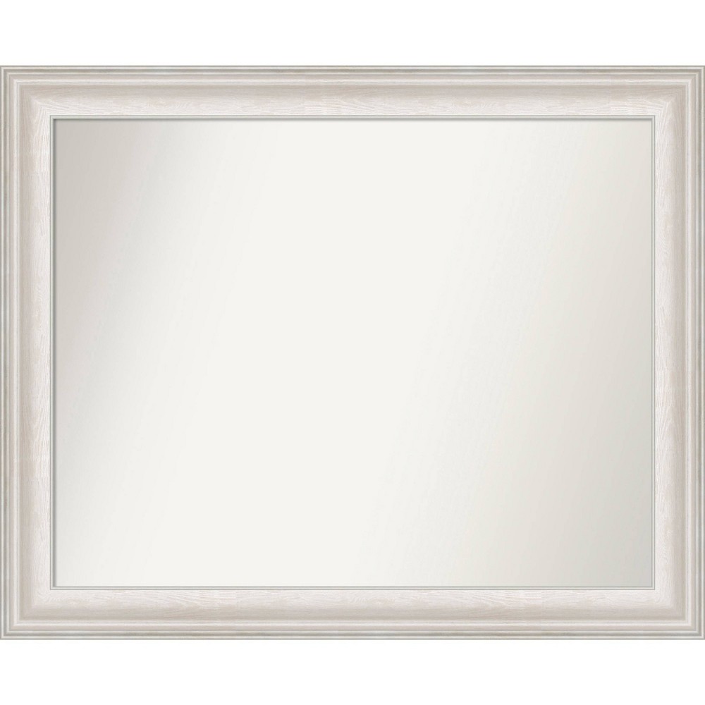 Photos - Wall Mirror 33" x 27" Non-Beveled Trio White Wash Silver Bathroom  - Amanti