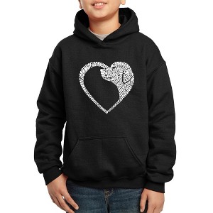 LA Pop Art Dog Heart - Boy's Word Art Hooded Sweatshirt - 1 of 4