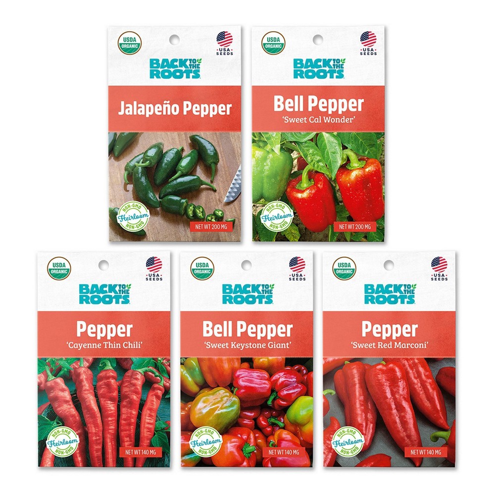 Photos - Garden & Outdoor Decoration Back to the Roots Organic 5pk Peppers Seeds Variety
