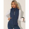 Allegra K Women's Stand Collar Lightweight Gilet Quilted Zip Vest - 3 of 4